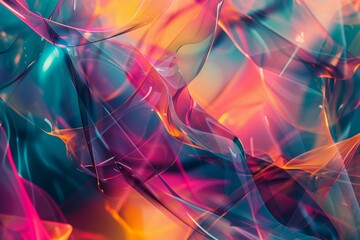Wall Mural - Generative AI illustration of colorful abstract background with geometric shapes and lines