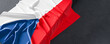 Flag of Czech Republic. Fabric textured Czech Republic flag isolated on dark background. 3D illustration