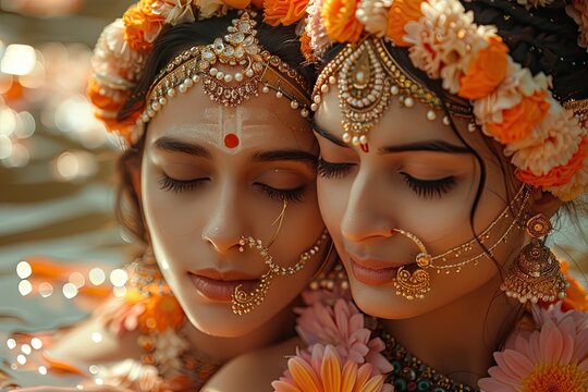 portrait of an indian bride and groom, wedding photographer capturing beautiful moments during tradi