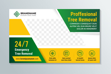 Wall Mural - professional tree removal banner design. agricultural and farming services web social media post law
