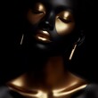 Black woman with gold skin and golden lips