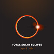 On April 8, 2024, a total solar eclipse will happen on north America. Vector illustration