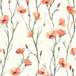 This seamless pattern showcases a delicate array of desert flowers in orangeade hues, rendered in watercolor for a touch of radiant elegance.