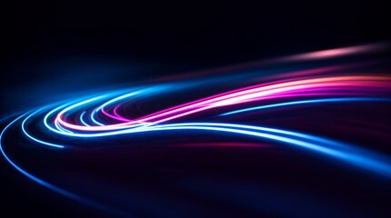 Wall Mural - intense neon curves bending and flowing against a dark background, hinting at liveliness