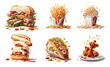 Set Of  Fast Foods Illustration Design,digital art,on white background