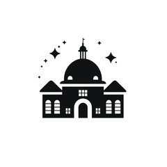 Architecture and religion object. Religion. Religious motives. Orthodox slavic church from lines in flat style. Domed church isolated monochrome icon. Vector design of church and orthodox icon.