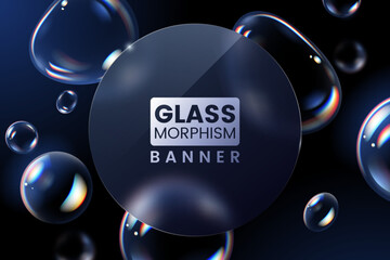 Wall Mural - abstract background in glassmorphism style. round shape with glass overlay effect isolated on a back