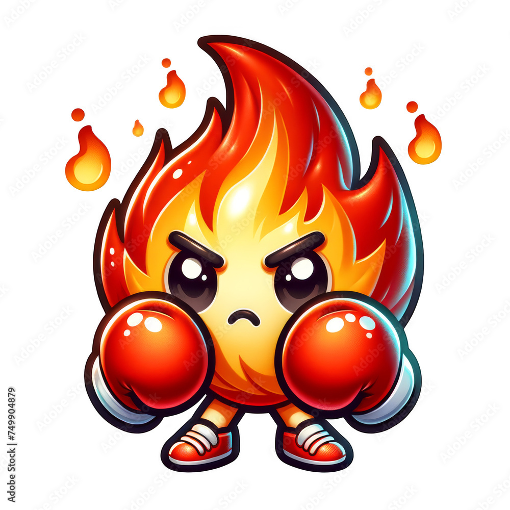 Stock-Illustration „Angry boxer as flame mascot. Cartoon emoji with red ...