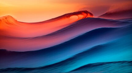 Wall Mural - Colorful wave transformation from warm reds to cool blues in a vibrant shift 