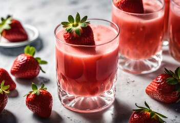 Wall Mural - strawberry smoothie with strawberry