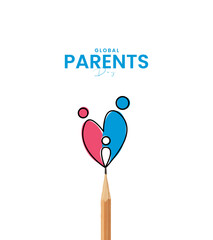 Global Day of Parents. Happy parents day. mon, son, girl, father. Parents day 3D Illustration.