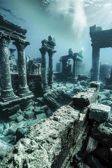  Underwater city ruins discovered in a deep-sea dive.