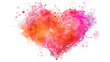 abstract heart made of splashes, on transparent background, ai generated