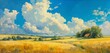 abstract background, summer rural landscape under the blue skies and bright sun