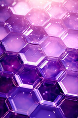 Wall Mural - abstract vertical mystical purple background with crystalline hexagons, creating a mesmerizing illus