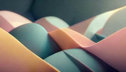 Wall Mural - geometric 3d smooth pastel shapes abstract background with light colour palette