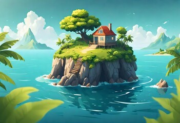 Wall Mural - tropical island in the sea