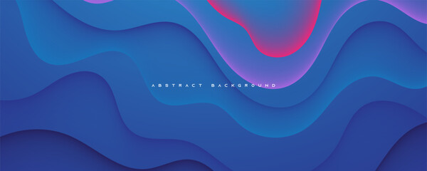 Wall Mural - blue abstract wavy shape background with pink light decoration design