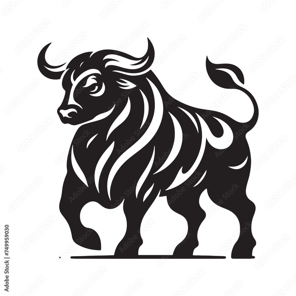 Vector de Stock Furious Charge: Vector Silhouette of an Angry Bull ...