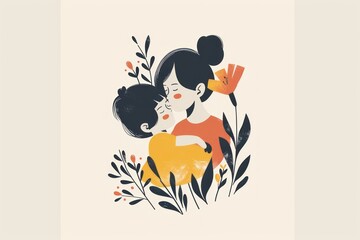 Wall Mural - A sleek and modern flat design concept for Mother Day, featuring a minimalist illustration.