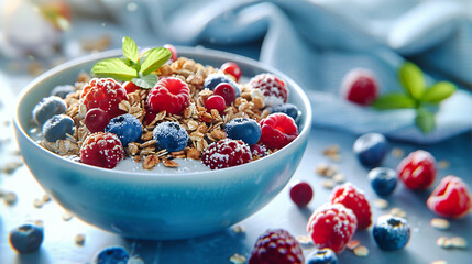 Healthy Breakfast Option: Oatmeal with Fresh Berries, Nutritious and Tasty Start to the Day