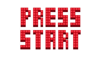 Wall Mural - PRESS START INSERT A COIN TO CONTINUE .pixel art .8 bit game.retro game. for game assets in vector illustrations.clipart.	