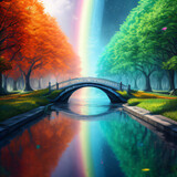 Fototapeta Most - Beautiful rainbow in the sky. Generative AI