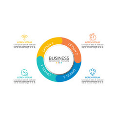 Wall Mural - circular diagram with 4 option placed around center. concept of four stages of cyclic business proce