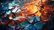 Abstract background with  glass explosion effect with flames and fire erupting from it realistic 3D render wallpaper created with a generative ai technology