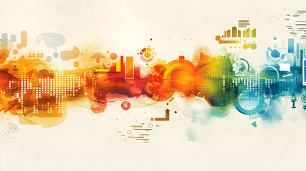 Abstract technology background with colorful data flow