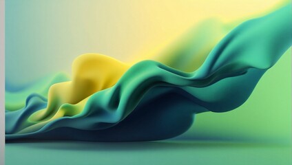 Wall Mural - Abstract colorful smoky waves with blue, green and yellow. Elegant soft wave banner