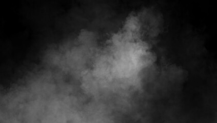 Wall Mural - Abstract misty fog on isolated black background. Smoke stage studio. Texture overlays. The concept of aromatherapy.