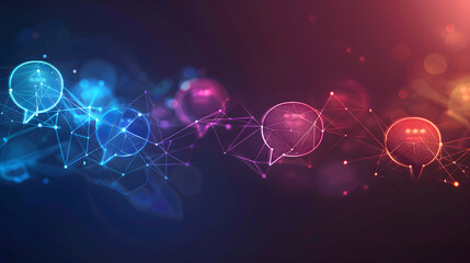 Aufkleber - Abstract image depicting connected speech bubbles representing online communication