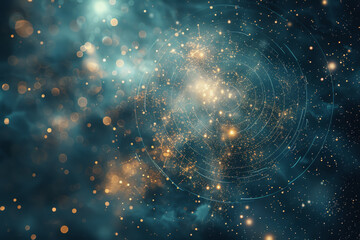 astrology background, energy, light blue and dark blue and gold, art-deco, minimalist.