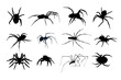 set of spider silhouette isolated
