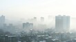 Air pollution and big cities,Smog city from PM 2.5 dust, bad weather and 