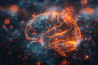 Human brain hologram,  neurons firing, creativity, intelligence concept