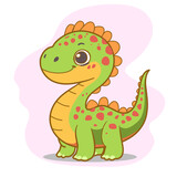 Fototapeta Dinusie - Green dinosaur cute cartoon vector art