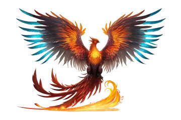 Wall Mural - a high quality stock photograph of a single phoenix fantasy character full body isolated on a white background