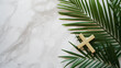 palm sunday background christianity celebration, Christian Palm Sunday with palm branches and leaves and cross