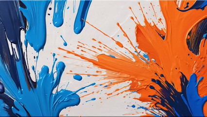 Splashes of orange and blue paint