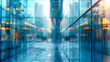 Blurred glass wall of modern business office building as background