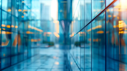 Blurred glass wall of modern business office building as background