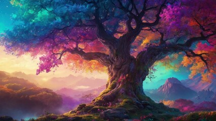 background fantasy tree colorful illustration