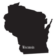 Wall Mural - Wisconsin State SIlhouette Map