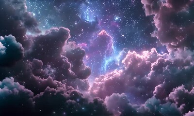 Wall Mural - starry sky with nebulae and stars against dark clouds. the concept of space and infinity.
