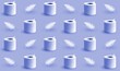 Roll of toilet paper and light white feather on blue backdrop. Seamless background AI graphic.
