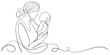 © sense - Mother and baby line art vector illustration, mothers day celebration background
