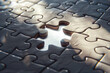 Close-up of a puzzle missing one piece.