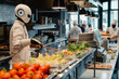 Robot works in the catering industry. Generative AI	